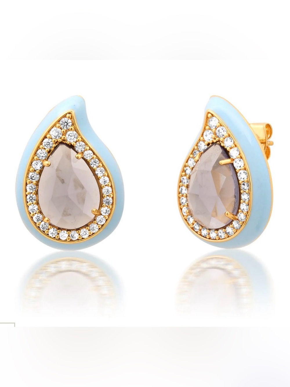 ENAMEL TEARDROP GEMSTONE STUDS by Tai